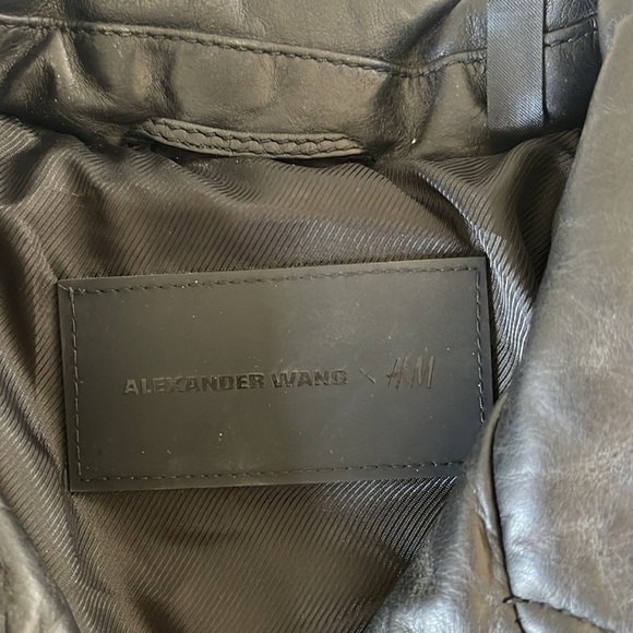 Alexander Wang for H&M leather black puffer Moto/ biker jacket size 6 - Picture 3 of 7